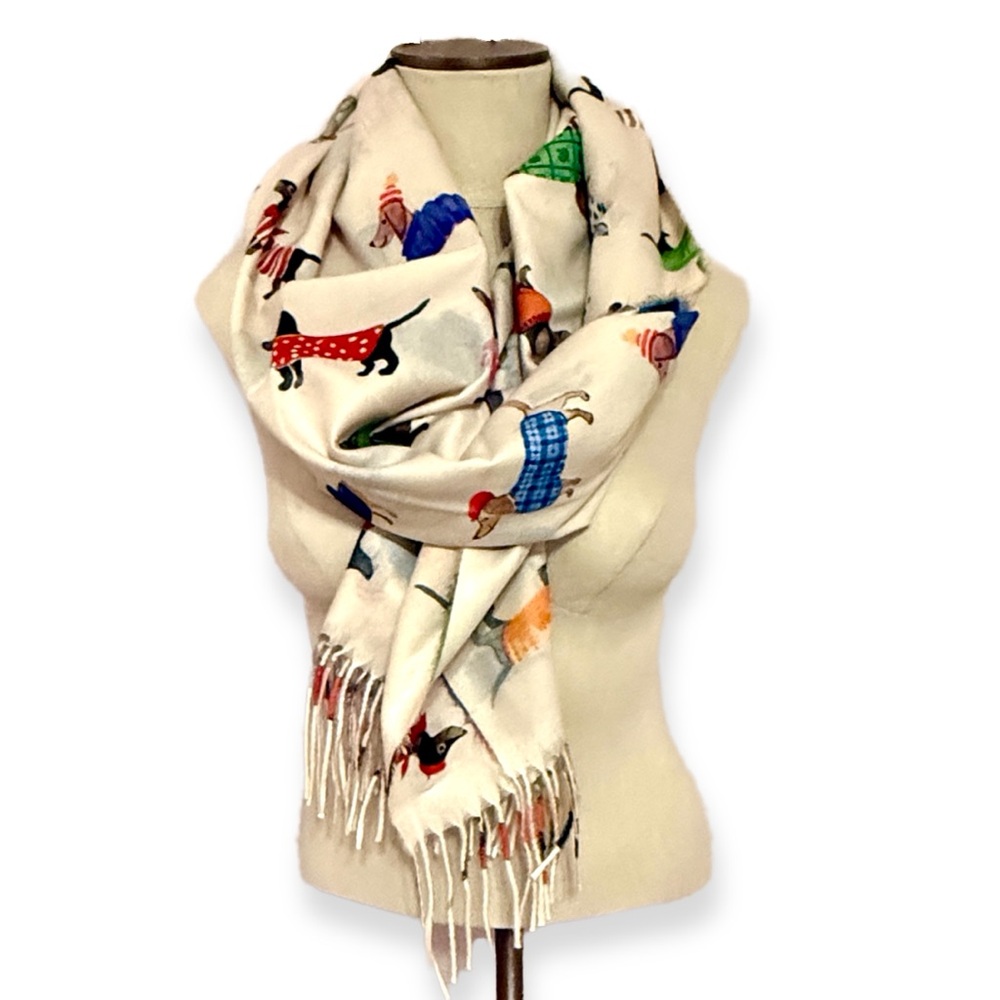 Dachshund Print Scarf Cashmere Feel Multiple Colors NWT